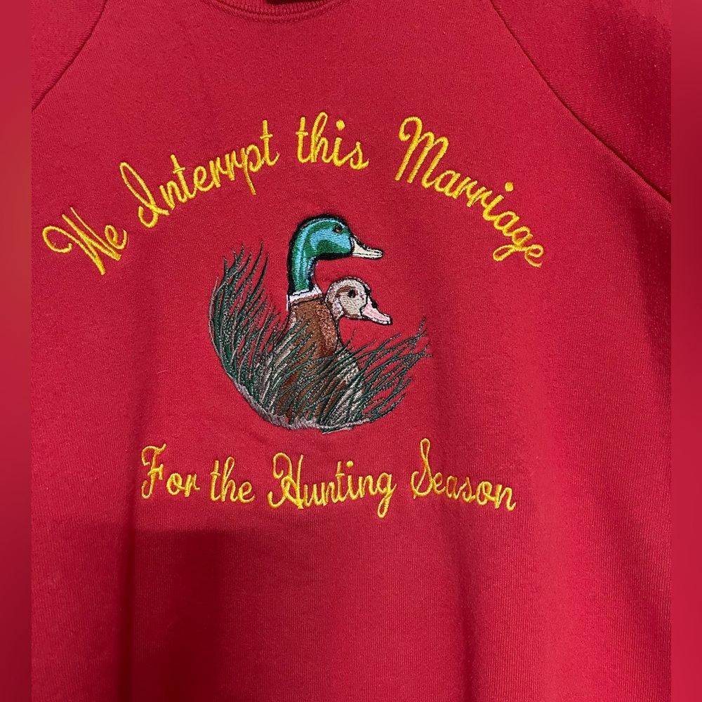 Vintage 1980’s  Single Stitch Fruit of The Loom Embroidered Hunting Crewneck - Picture 2 of 7